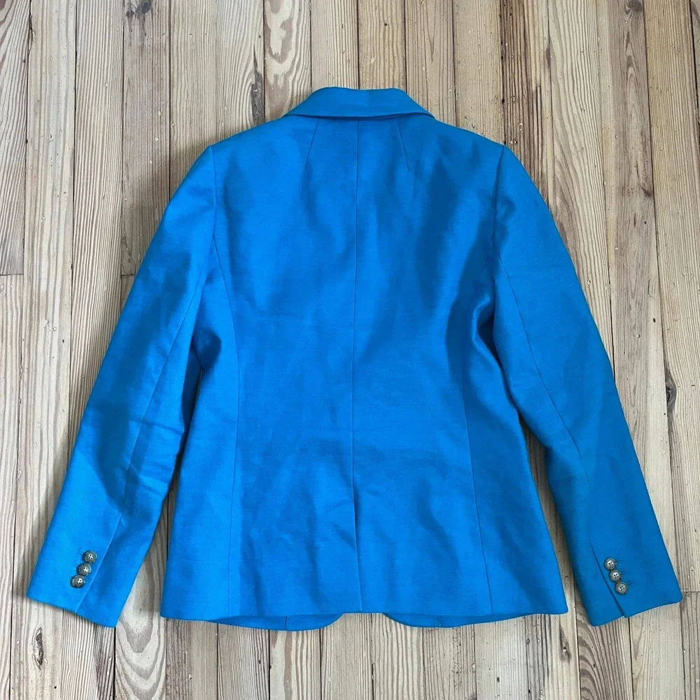 J.Crew Parke Blazer Womens 2 Blue Linen Blend Single Button Tailored Jacket